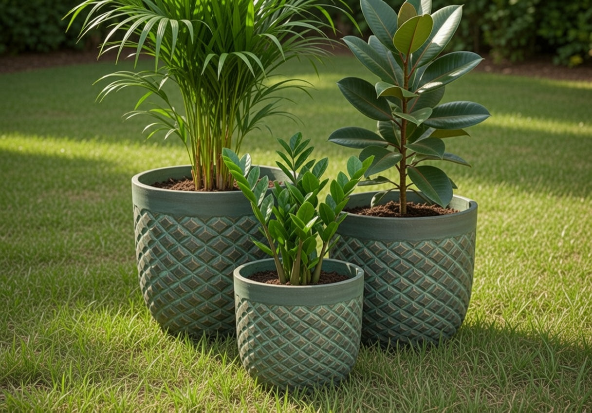 Emerald Weave Fiber Planter Set