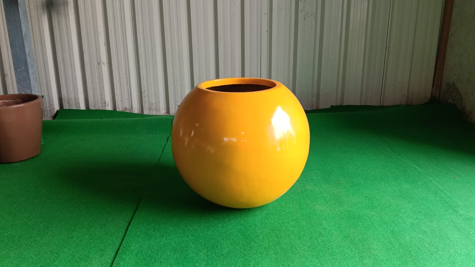 Modern Metallic Sphere FRP Planter