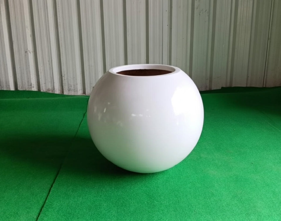 Modern Metallic Sphere FRP Planter